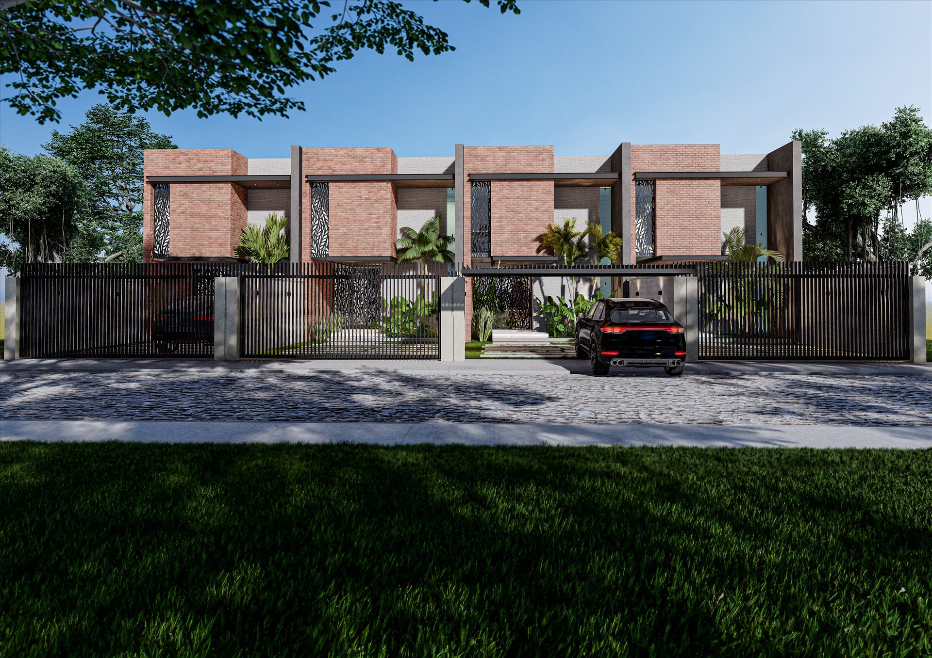 Fachada frontal de Seven Residence, cuatro dúplex en Luque