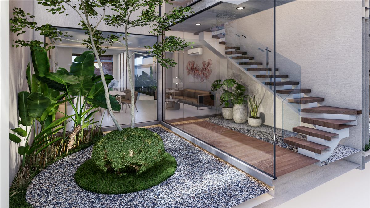 Jardín interior de un dúplex de Seven Residence